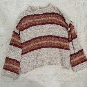 Listicle Cream, Rust & Brown Striped Sweater
